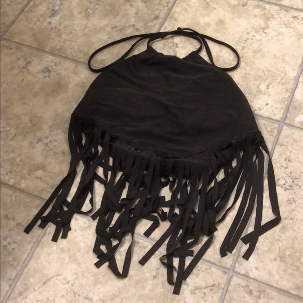 Target brown fringe bathing suit top size L